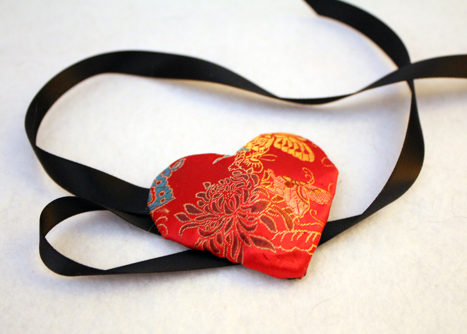Red Satin Heart Eyepatch Eye Patch Butterflies Floral Design With Black